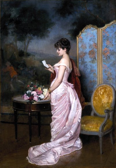 "A Carta de Amor" de Auguste Toulmouche de Auguste Toulmouche
