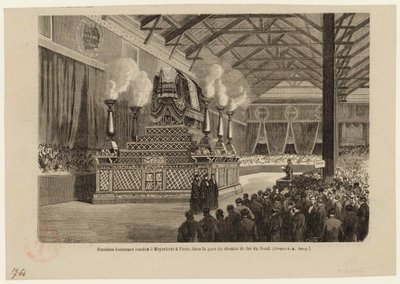 Últimas homenagens a Giacomo Meyerbeer em Paris, na Estação Ferroviária do Norte em 6 de maio de 1864, ca 1864. de Auguste Victor Deroy