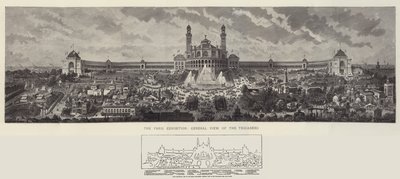 A exposição de Paris, vista geral do Trocadero de Auguste Victor Deroy