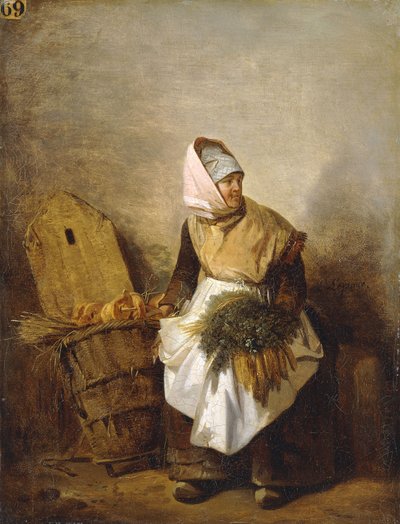 Uma camponesa com legumes e pão, de Auguste Xavier Leprince