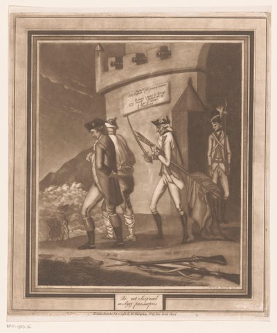 Soldados com dois prisioneiros na torre Não se surpreenda/ ne soyez pas surpris (título no objeto) de Auguste de Bouillé