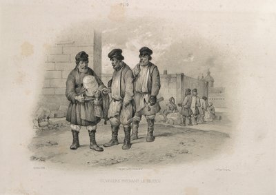 Construtores que bebem Sbiten De: A Construção da Catedral de Santo Isaacs, 1845 de Auguste de Montferrand