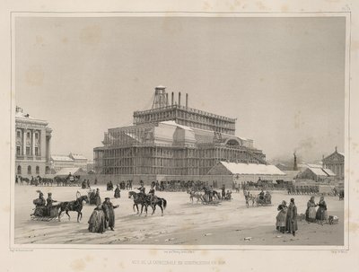 Obras de construção ca 1838 De: A construção da Catedral de Santo Isaacs, 1845 de Auguste de Montferrand