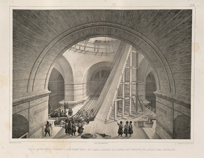 Vista interna da catedral e uma rampa De: A construção da Catedral de Santo Isaacs, 1845 de Auguste de Montferrand