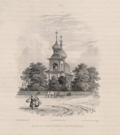 A Igreja da Trindade em São Petersburgo De: A construção da Catedral de Santo Isaacs, 1845 de Auguste de Montferrand