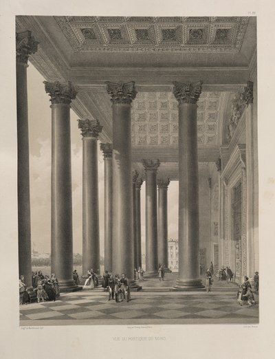O portal norte da Catedral de Santo Isaacs De: A construção da Catedral de Santo Isaacs, 1845 de Auguste de Montferrand