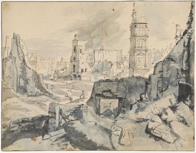 Bruxelas após o bombardeio em 1695 de Augustin Coppens