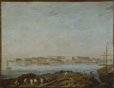 Vue de Sveaborg (ou Suomenlinna, Viapori) (Finlândia) - Vista de Sveaborg, de Ehrensvard, Augustin (1710-1772). Óleo sobre tela. Dimensão: 54x69,5 cm. Museu Nacional Estocolmo de Augustin Ehrensvard