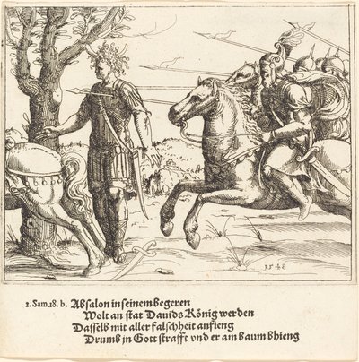 Absalão morto por Joabe, 1548. de Augustin Hirschvogel