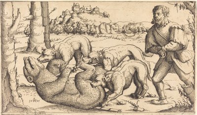 Caça ao Urso, 1545. de Augustin Hirschvogel