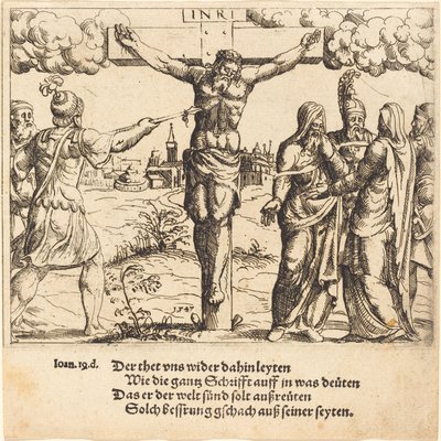 Cristo é trespassado com a lança, 1547. de Augustin Hirschvogel