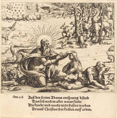 Criação de Eva, 1547. de Augustin Hirschvogel