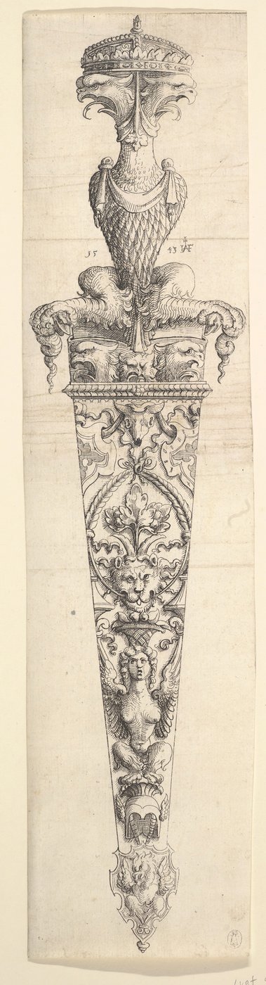 Projeto para uma adaga e bainha, 1543. de Augustin Hirschvogel
