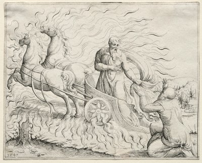 Elias sobe ao céu, 1547. de Augustin Hirschvogel