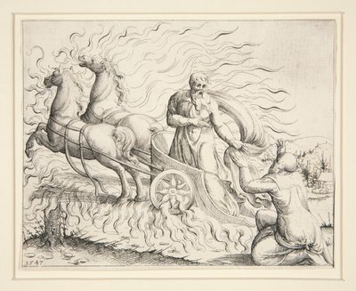 Elias na carruagem de fogo de Augustin Hirschvogel