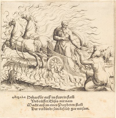 Elias é levado ao céu, 1547. de Augustin Hirschvogel