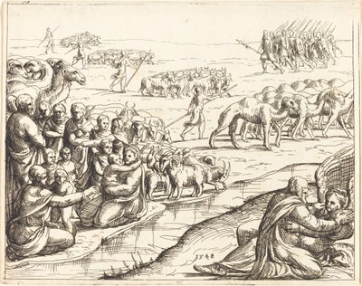 Jacob lutando com o anjo. de Augustin Hirschvogel