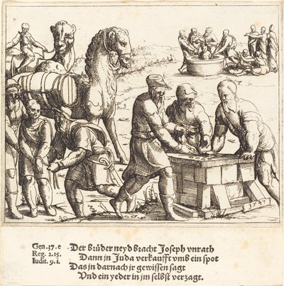 José vendido aos ismaelitas, 1547. de Augustin Hirschvogel
