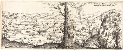 Paisagem com a conversão de São Paulo, 1545. de Augustin Hirschvogel