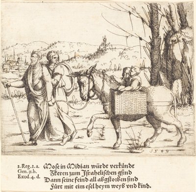 Moisés retorna ao Egito de Midiã, 1549. de Augustin Hirschvogel