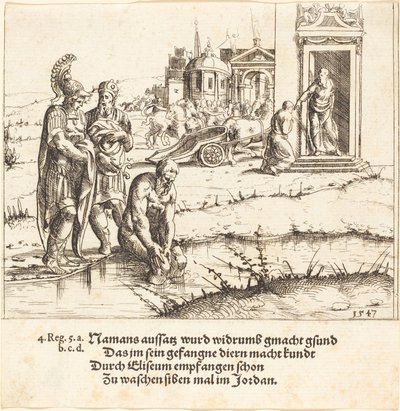 Naaman é curado de hanseníase, 1547. de Augustin Hirschvogel