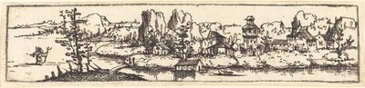 Paisagem fluvial com São Cristóvão de Augustin Hirschvogel