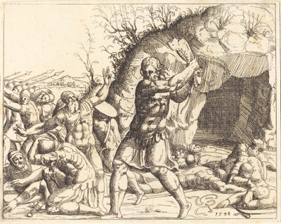 Sansão mata os filisteus. de Augustin Hirschvogel