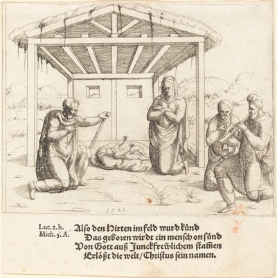 A Adoração dos Pastores, 1548. de Augustin Hirschvogel