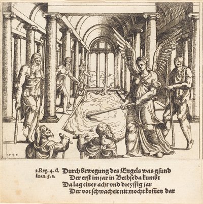 O Anjo Agitando o Tanque de Betesda de Augustin Hirschvogel