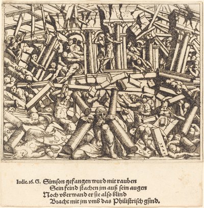 A Morte de Sansão, 1547. de Augustin Hirschvogel