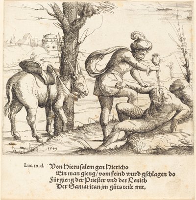 A Parábola do Bom Samaritano, 1549. de Augustin Hirschvogel
