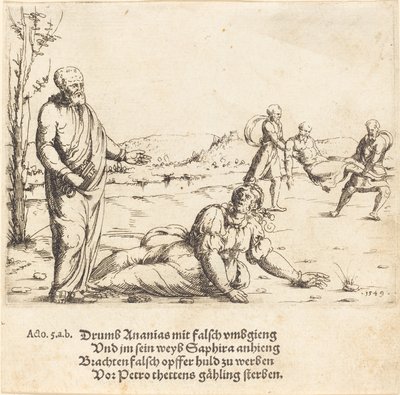 O Castigo de Ananias e Safira, 1549. de Augustin Hirschvogel