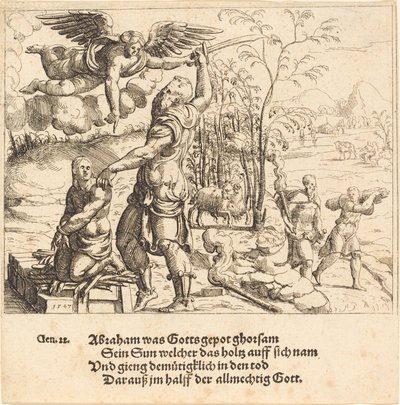 O sacrifício de Isaque de Augustin Hirschvogel