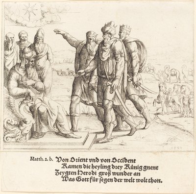 Os Três Reis Contam a Herodes o Nascimento de Cristo de Augustin Hirschvogel
