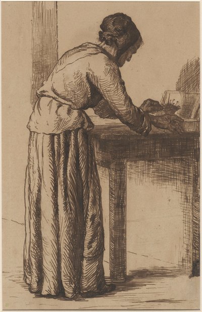 Velha Trabalhando de Augustin Théodule Ribot