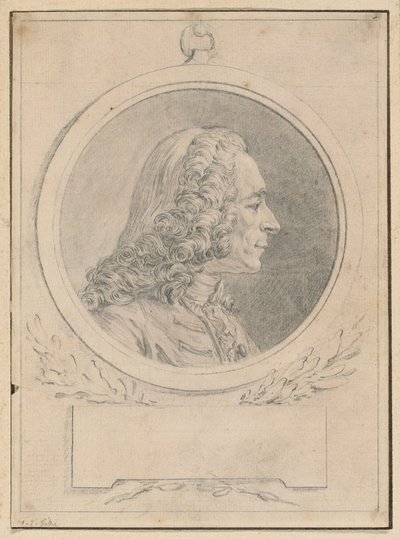 Retrato de Voltaire, segundo o busto de Jean-Baptiste Lemoyne II de Augustin de Saint-Aubin