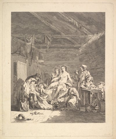 Após a noite de núpcias, os lençóis devem ser mostrados. De Voyage en Sibérie, 1767 de Augustin de Saint Aubin