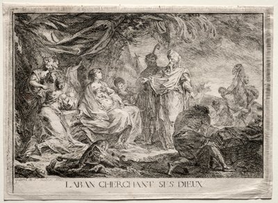 Labão em busca de seus deuses domésticos de Augustin de Saint Aubin