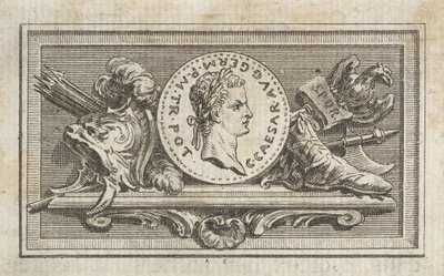 Medalha com Retrato de Calígula no 6º livro, de Tibère ou les six premi ..., publicada em 1768. de Augustin de Saint Aubin