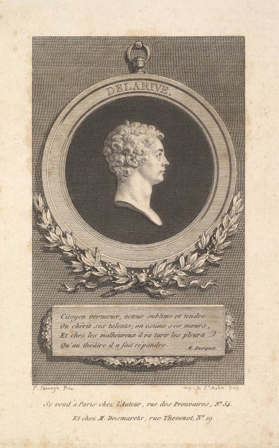 Retrato de De Larive, 1785. de Augustin de Saint Aubin