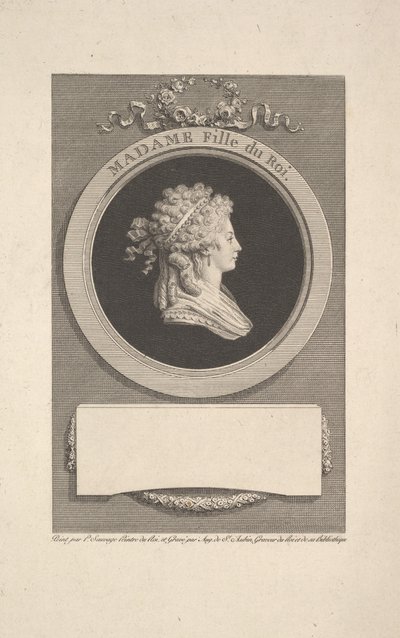 Retrato do Filho Altesse Royale Madame, Duchesse d&39;Angoulême, Filha de Luís XVI e Mar ..., 1791. de Augustin de Saint Aubin
