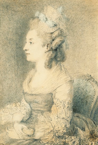 Retrato da esposa do artista de Augustin de Saint Aubin
