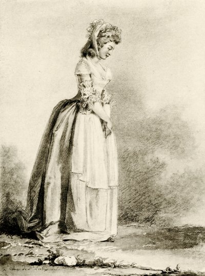 Estudo de uma jovem senhora de Augustin de Saint Aubin