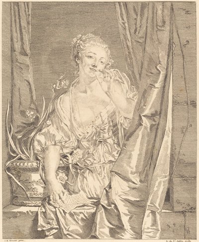 Le baiser enviado de Augustin de Saint Aubin after Jean Baptiste Greuze
