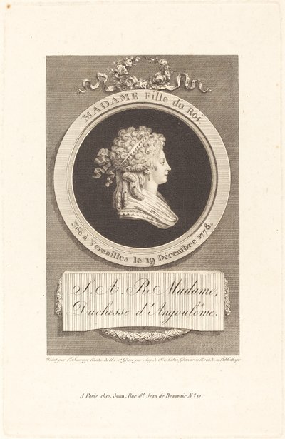 Marie-Thérèse-Charlotte, Duquesa de Angoulême de Augustin de Saint Aubin after Piat Joseph Sauvage