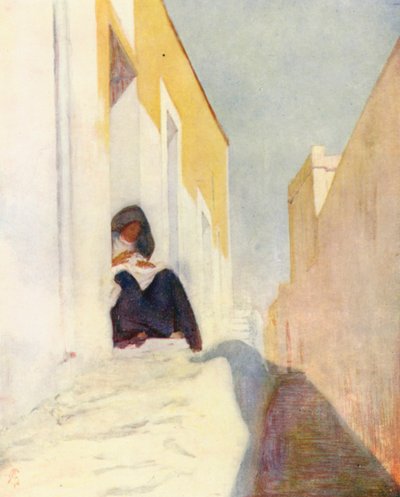 Uma rua em Almeria (litografia a cores) de Augustine Fitzgerald