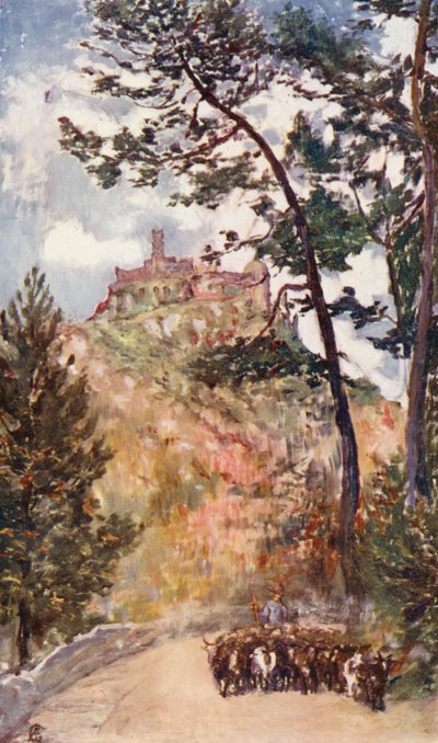 Cintra, Palácio de verão do Rei de Portugal (litografia a cores) de Augustine Fitzgerald