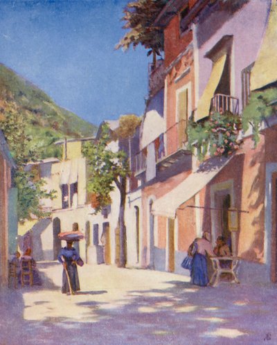 Rua em Casamicciola, Ischia (litografia a cores) de Augustine Fitzgerald
