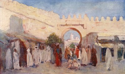 Porta de entrada da cidade, Kairouan (litografia a cores) de Augustine Fitzgerald