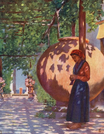 Villa Maresca, perto de Casamicciola, Ischia (litografia a cores) de Augustine Fitzgerald